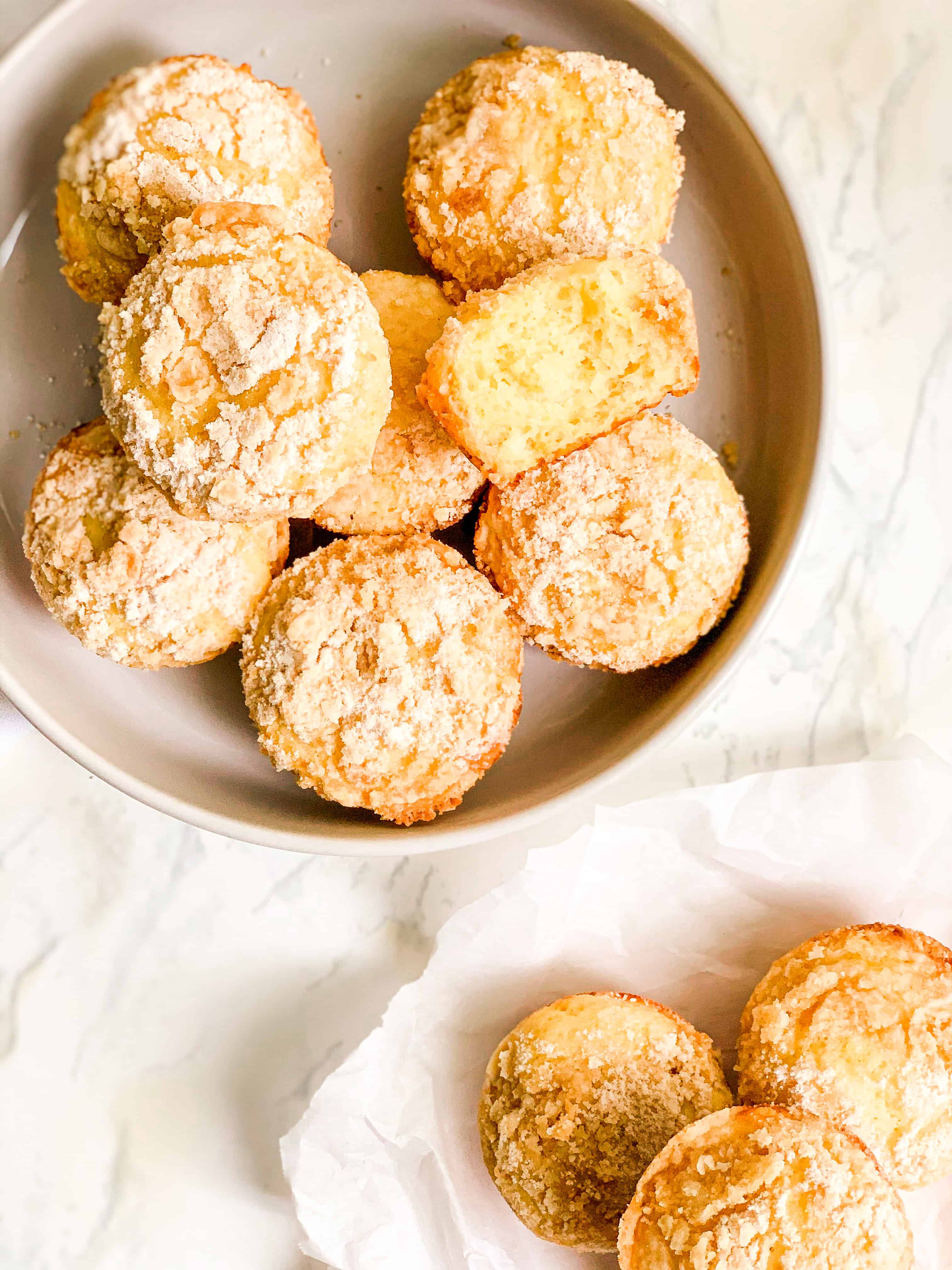 Bowl of Healthier Lemon Crumb Muffins