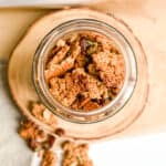 Food Photography Glass Jar of Healthy Crunchy Homemade Granola for Breakfast for Food Blog