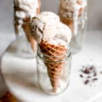 Vanilla Ice Cream in a Waffle Cone Propped Up in a Glass Cup for Food Photography Blog Baked Abundance