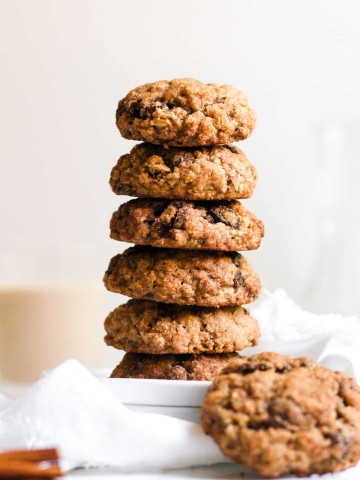 Stack of Healthy Cookies with Raisins, Oats, Cinnamon and Sugar for Food Blog