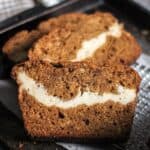 Spiced Pumpkin Cheesecake Bread Slice of Pumpkin Cream Cheese Loaf for Baking Blog Food Photography