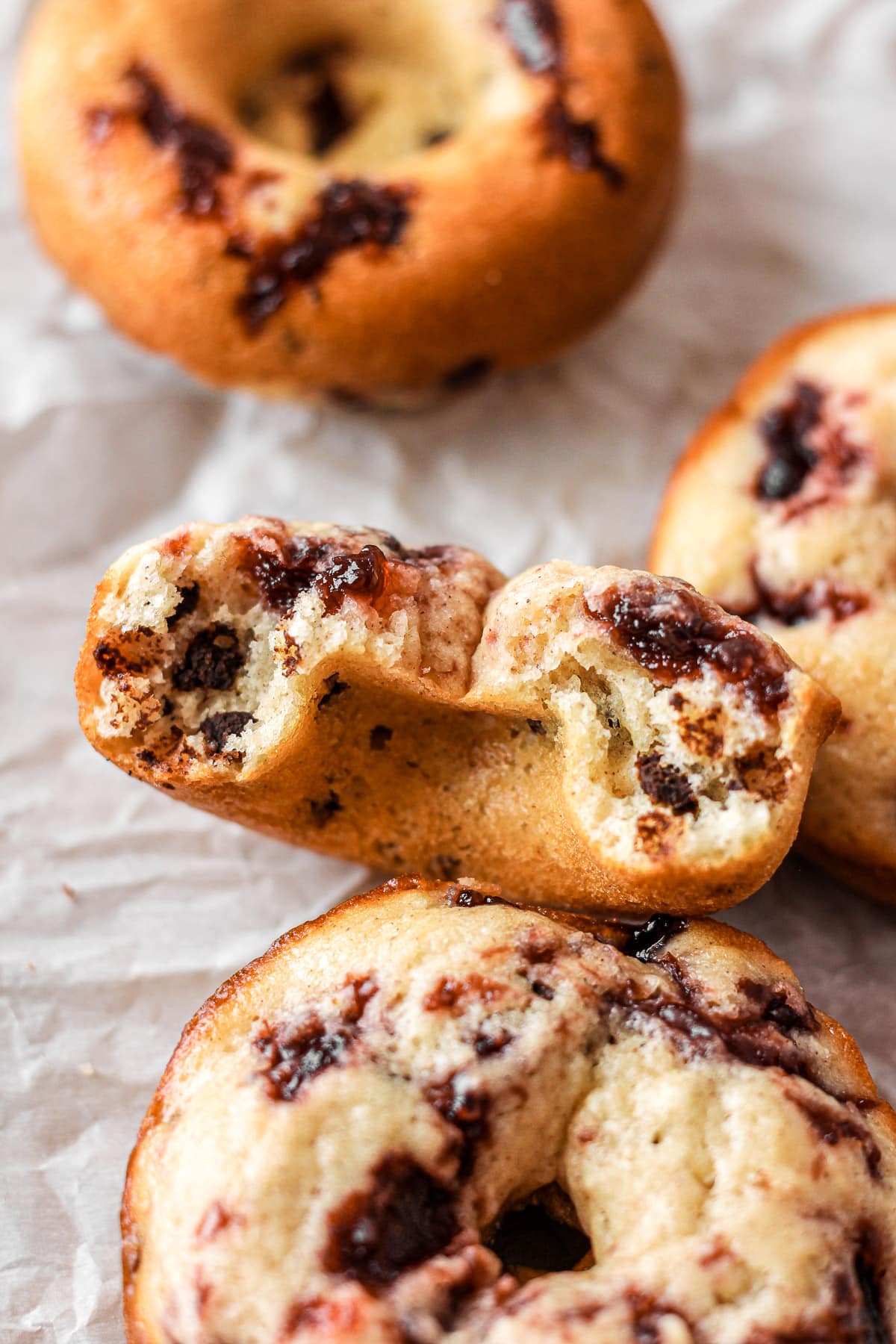 baked cherry chocolate chip donuts
