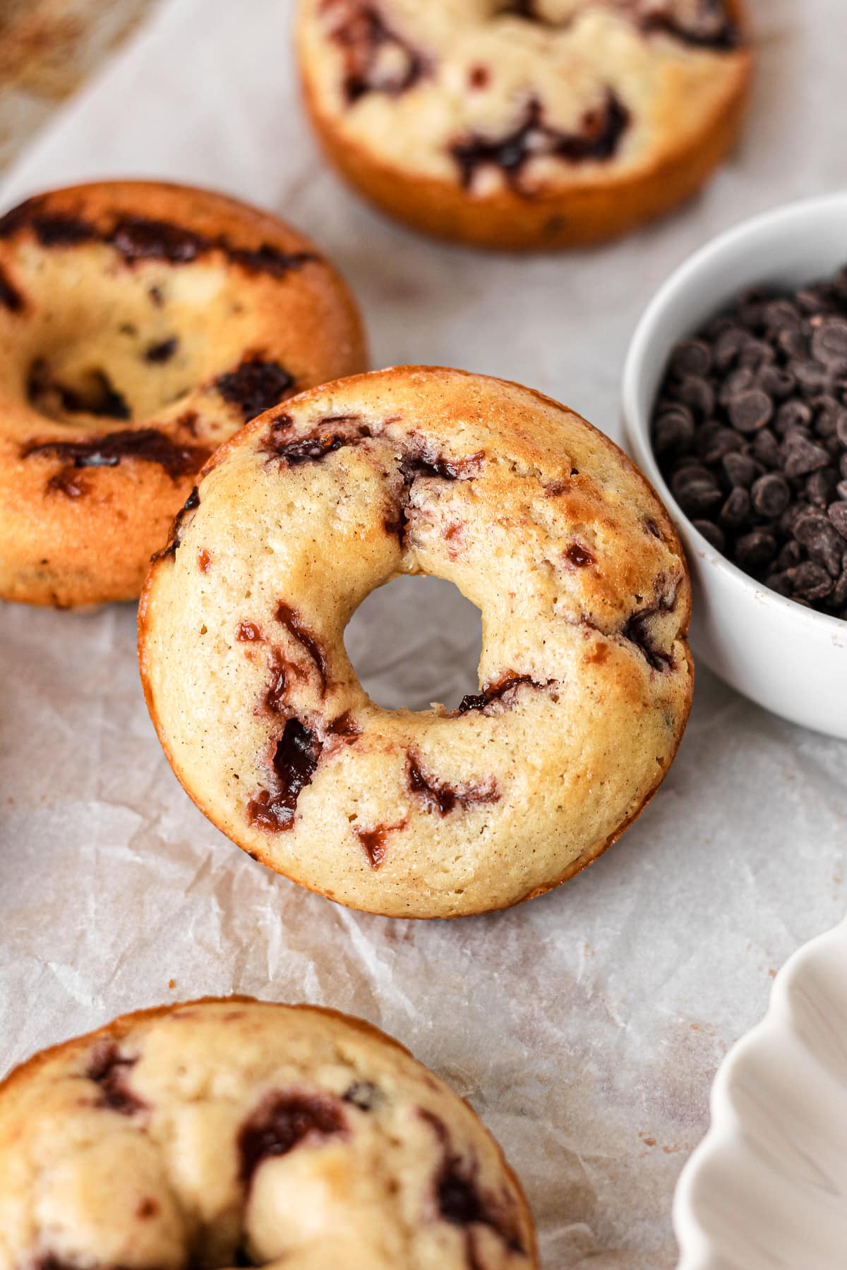 baked cherry chocolate chip donuts