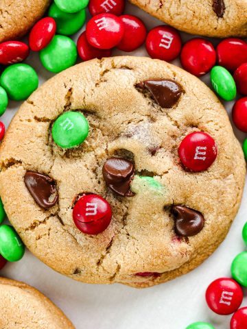 Chocolate chip cookies with M&Ms.