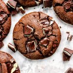 Mint chocolate chip cookies with Andes creme de mente mints.