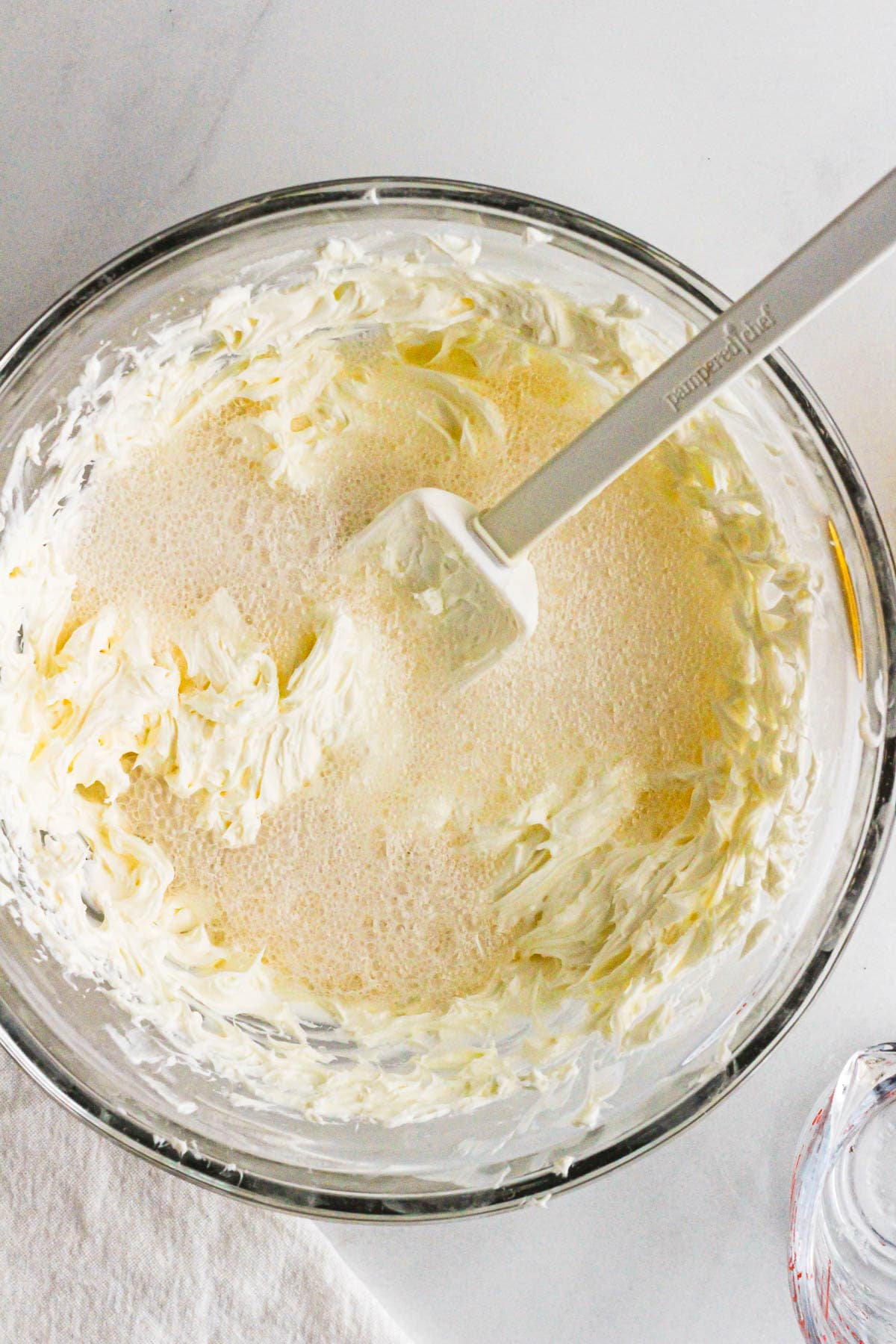 Beer and cream cheese in a bowl for dip.