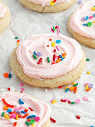 eggless soft frosted sugar cookies with sprinkles