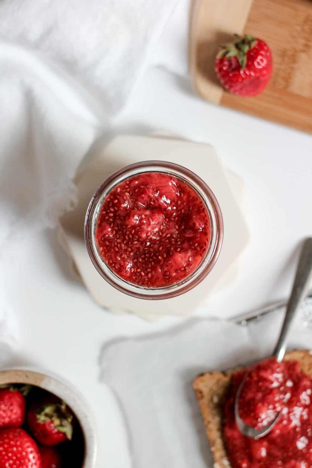 Glass Jar of Homemade Fruit Spread, Healthy Berry Jam
