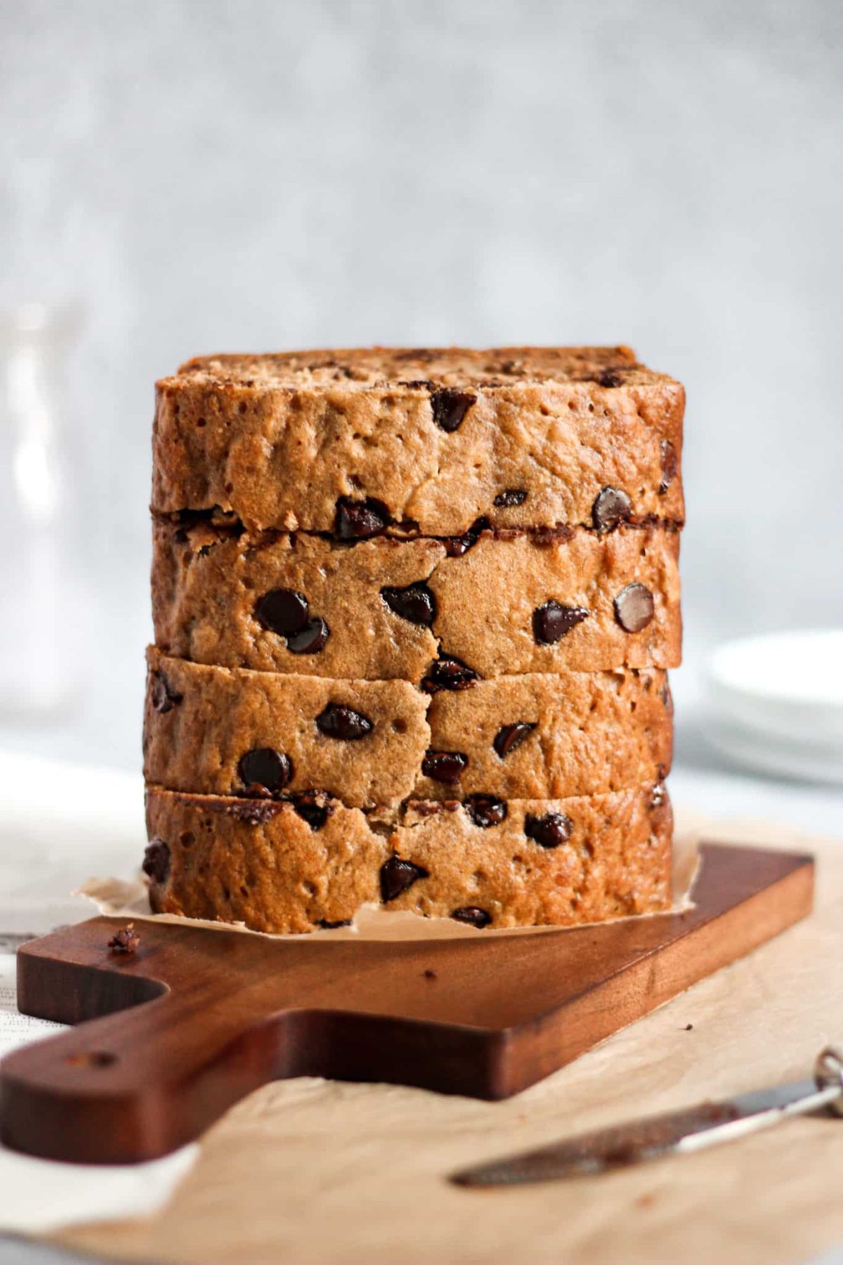 Healthy Banana Bread Vertical Stack of Sliced Banana Bread for Food Photography
