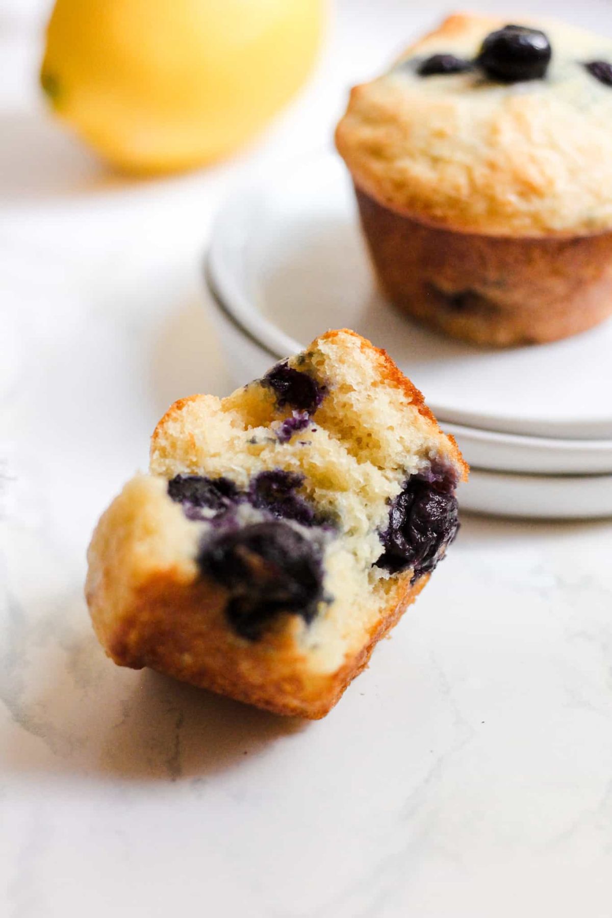 Healthy Breakfast Muffin with Blueberries and Lemon for Food Blog