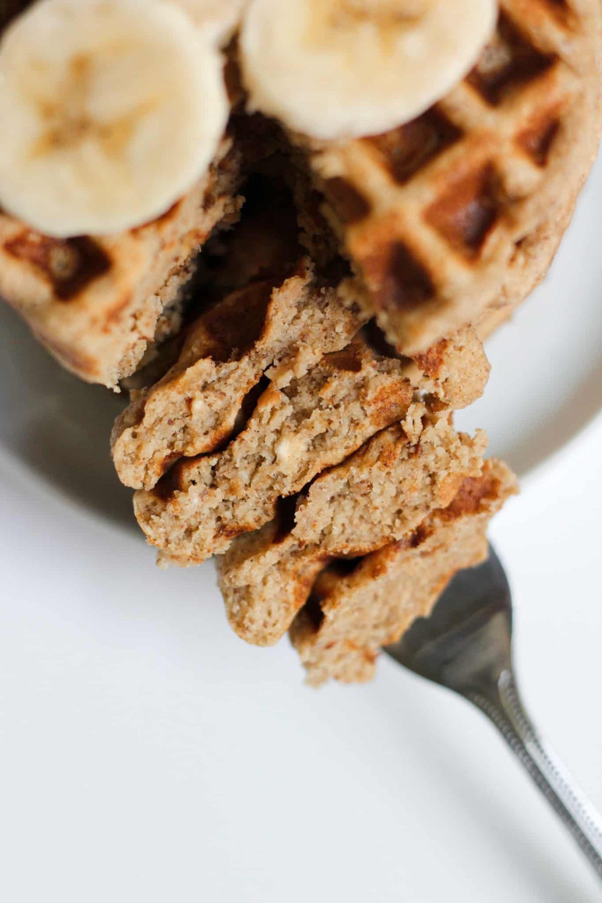 Stack of Waffles with Sliced Banana, Healthy Breakfast, Food Photography