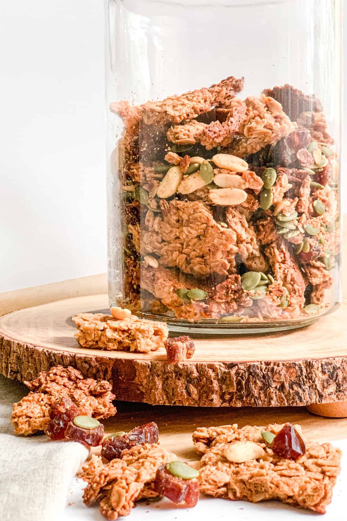 Food Photography Glass Jar of Healthy Crunchy Homemade Granola for Breakfast for Food Blog