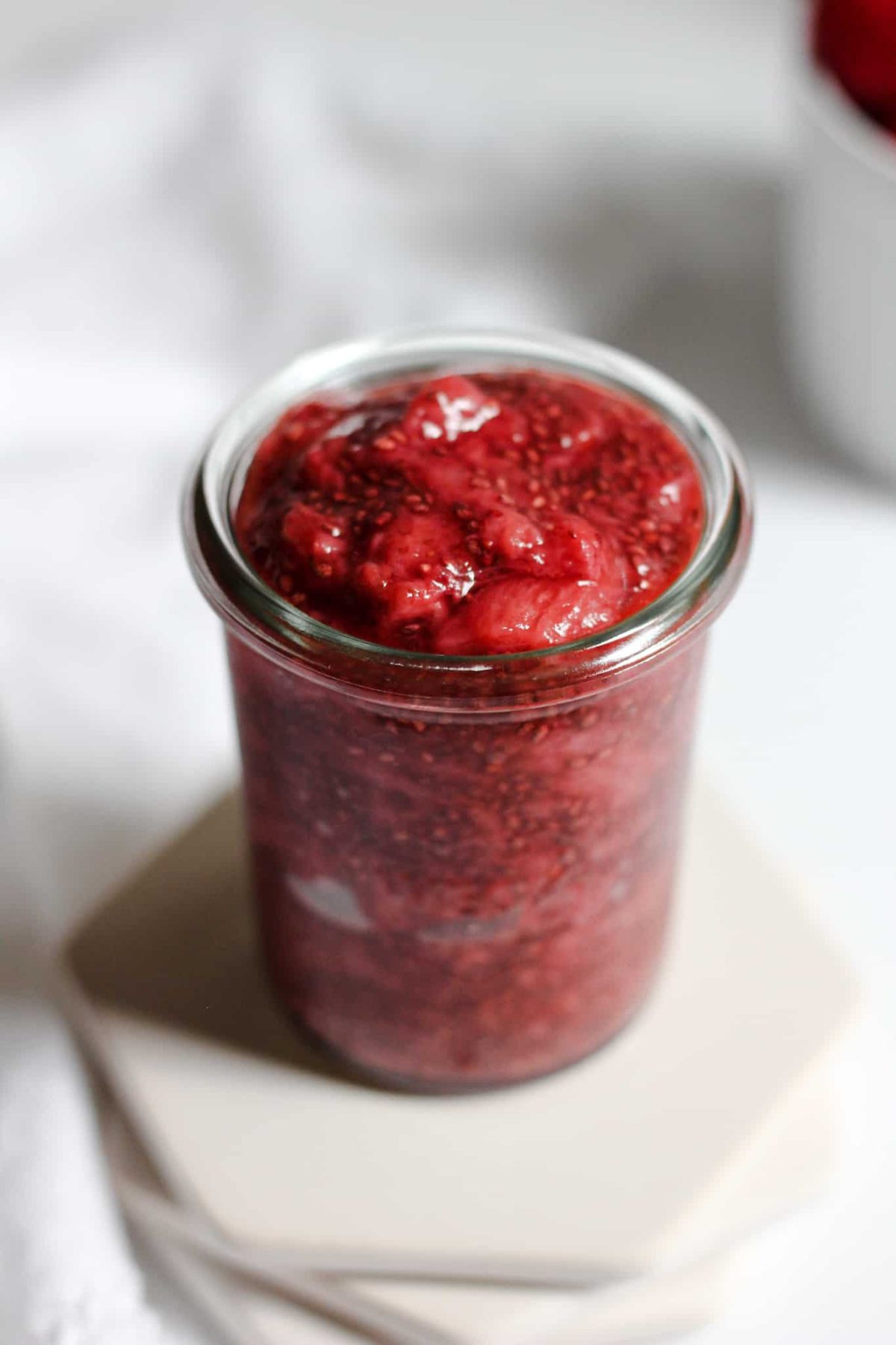 Glass Jar of Homemade Fruit Spread, Healthy Berry Jam